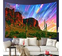 Arazzo Da Muro Desert Cactus Saguaro Western Mountain Arizona Color Starry Wilderness Arazzo Per Camera Da Letto Decorazione Arazzi, Per Vano Porta Tenda, Decorazione Murale, Balcone, 73x95cm