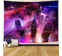Arazzo Da Muro Tall Building Psychedelic City Landscape Reach To The Star Arazzo Per Camera Da Letto Decorazione Multiuso Arazzi, Per Dormitorio, Vano Porta Tenda, 73x95cm