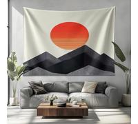 Arazzo da Parete 230x180cm Illustrazione Astratta Geometrica Del Sole Di Montagna Microfibra Arazzi Decorativi Bianco Poster Arazzo per Decorazioni Camera Dormitorio Dorm Soggiorno Casa