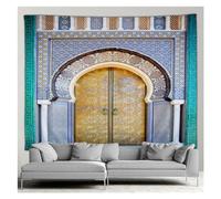 Arazzo da Parete Arazzo da Parete, arazzo architettonico Marocchino, Motivo Geometrico Islamico retrò, Decorazione murale for Camera da Letto, Soggiorno, dormitorio(GT-2120XJ,W200 x H150 cm)