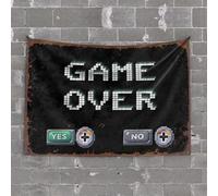 Arazzo da parete Art Game Over: Arazzo scelto dal giocatore Decorazione della grotta dell'uomo e accessori Bar Man Cave Decor (100 x 150 cm)