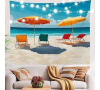 Arazzo Da Parete Beach Vacation Seaside Relaxation View Sunny Day Telo Da Parete Multiuso Arte Muraria Copridivano, Per Vano Porta Tenda, Balcone, Camera Da Letto, 150x200cm