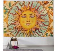 Arazzo Da Parete Burning Sun Flower Vines Vintage Flower Mystic Arazzi Colorato Tapestries Moderni Arazzo Da Appendere Per Living Room Dormitorio Camera Da Letto 130X152CM