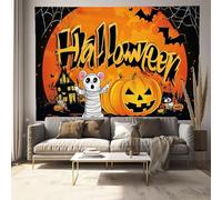 Arazzo Da Parete Cartone Animato Halloween - Arte Murale Mummia Topo - Può Essere Utilizzato Come Tappetino Yoga, Decorazione Per Il Soggiorno O La Camera Letto - Colore Arancione, 130 X 150 Cm