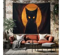 Arazzo da Parete Casa Stregata Di Halloween Grande Arazzo Animali Gatto Nero, Arte Murale da Appendere per un'Atmosfera Rilassante in Casa 230x180 cm