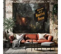 Arazzo da Parete Casa Stregata Di Halloween Grande Arazzo Foresta Spettrale, Arte Murale da Appendere per un'Atmosfera Rilassante in Casa 230x180 cm