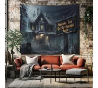 Arazzo da Parete Casa Stregata Di Halloween Grande Arazzo Foresta Spettrale, Arte Murale da Appendere per un'Atmosfera Rilassante in Casa 230x180 cm