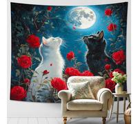 Arazzo Da Parete Cats And White And Black Flower Aesthetic Spaces Mystical Tapestries Multiuso Arazzi Moderni Tapestry Per Festa Dormitorio Living Room 130X152CM