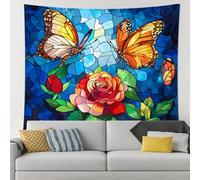 Arazzo Da Parete Colorful Butterfly Flower Vibrant Garden Arazzo Da Appendere Multiuso Arazzi Decorazione Tapestries Per Living Room Dormitorio Festa 130X152CM