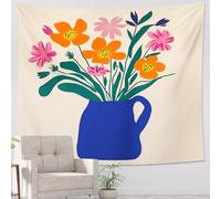 Arazzo Da Parete Colorful Flower Bouquet Vibrant Peach Cheerful Tapestries Colorato Arazzi Moderni Tapestry Per Living Room Camera Da Letto Dormitorio 130X152CM