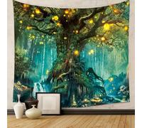 Arazzo da parete con albero incantato, appendiabiti da sogno, decorazione naturale mistica per camera da letto, soggiorno, arte murale panoramica magica