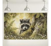 Arazzo da parete con animali procioni, decorazione vintage della foresta selvatica, sfondo naturale per eventi fotografici, decorazione per interni ed esterni, per feste di compleanno per bambini, 180