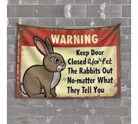 Arazzo da parete con scritta "Men Decor Keep Door Closed! Don'T Let The Conigli Out No Matter What They Tell You". Arazzo da parete per dormitorio (100 x 150 cm)