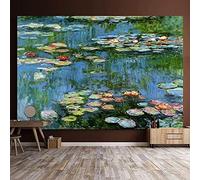 Arazzo da Parete di Claude Monet, Ninfee, Arazzo Artistico, Arazzo da Parete con Paesaggio Impressionista, Dipinto A Olio di Monet, Fiori, Arredamento per La Casa, Arte da Paret, 198L x 148W cm