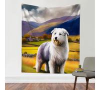 Arazzo Da Parete Dog Grey And White Sheep Dog Animal Arazzi Colorato Arazzo Da Appendere Decorazione Tapestries Per Dormitorio Living Room Festa 130X152CM