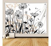 Arazzo da Parete Fiore Nero Elegante Arazzi da Parete Camera da Letto Multiuso Accessori Divisori Soggiorno Dormitorio Art Deco Telo Poliestere Carta da Parati 100x75 cm