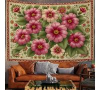 Arazzo da Parete Fiori Di Confine Vintage Arazzo Appeso Fiori Indiani Decorazione da Parete Appendere alla Parete di Dormitorio, della Camera da Letto o del Soggiorno - 200x150 cm, Verde Salvia