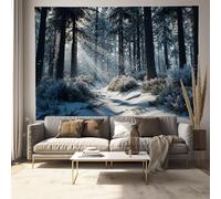 Arazzo Da Parete Foresta Del Sole, Neve Invernale Arazzi Decorazione Da Parete Per Soggiorno, Camera Letto,Dormitorio, Ufficio, Corridoio, Festa 75 X 100 Cm Grigio