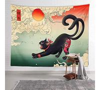 Arazzo Da Parete,Giapponese Ukiyo-E Gatto Nero Arazzo Da Parete Di Grandi Dimensioni Telo Da Spiaggia Tappeto Tappetino Da Yoga Arte Nordica Da Parete Arazzi Coperta Divano Soggiorno Decorazioni Per L