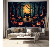 Arazzo Da Parete Grande 150 X 200 Cm, Arazzi Gatto Della Foresta Appendere Poliestere, Coperta Arazzo Zucca Spaventosa Telo Mare, Per Decorazioni Camera Da Letto Dorm Soggiorno (Colori Misti)