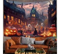 Arazzo Da Parete Grande, Arazzo Telo 150X100Cm Arazzi Zucca Fantasma Strada Fantasia Halloween, Leggero Panno Da Parete Appeso Decorazione Per La Casa Camera Da Letto Soggiorno(Arancione)
