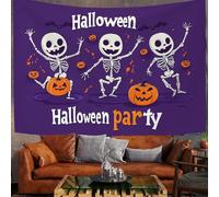 Arazzo Da Parete Grande, Arazzo Telo 200X150Cm Arazzi Danza Dello Scheletro Cartoni Divertente Halloween, Leggero Panno Da Parete Appeso Decorazione Per La Casa Camera Da Letto Soggiorno(Violetta)