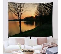 Arazzo da Parete Grande Fiume Arancio Nero Stampe da Parete Tessuto in Poliestere Lavabile Riusabile Arazzo per Camera da Letto Soggiorno Dormitorio Caffè Decorazione 230x150 cm
