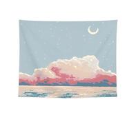 Arazzo da Parete Grande Luna Nuvola Rosa Stampe da Parete Tessuto in Poliestere Lavabile Riusabile Arazzo per Camera da Letto Soggiorno Dormitorio Caffè Decorazione 200x150 cm