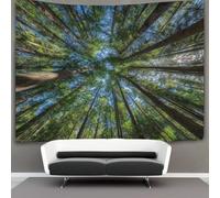 Arazzo Da Parete Guardando in alto verso gli alberi verdi della foresta, la luce del sole che splende attraverso le foglie, Arazzi Decorazione Parete Soggiorno, Camera Da Letto,dormitorio 70cmx100cm
