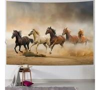 Arazzo Da Parete Horses Western Running Wild Horse Animal Desert Steed Art Tapestries Moderni Tapestry Colorato Arazzi Per Living Room Dormitorio Festa 130X152CM