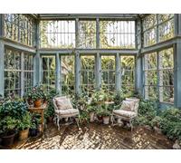 Arazzo da parete in stile country, con scritta inglese "Orangerie Retreat" HD, da giardino, tenda per esterni, per la privacy, da appendere alla parete, 240 cm x 180 cm (larghezza x altezza), 240 cm x