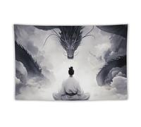 Arazzo Da Parete Japan Samurai Black Dragon Anime Aesthetic Aesthetic Tapestries Multiuso Arazzi Colorato Tapestry Per Living Room Dormitorio Festa 130X152CM