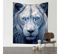 Arazzo Da Parete Lion White Lion With Blue Eyes Arazzi Colorato Arazzo Da Appendere Moderni Tapestries Per Camera Da Letto Living Room Dormitorio 130X152CM