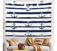 Arazzo Da Parete Maritime Sea Anchors Navy Blue Nautical Themed Pattern Tapestry Moderni Tapestries Decorazione Arazzo Da Appendere Per Camera Da Letto Living Room Festa 130X152CM
