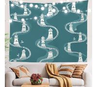 Arazzo Da Parete Nautical Lighthouse Maritime Coastal Art Tapestries Multiuso Arazzo Da Appendere Moderni Tapestry Per Festa Camera Da Letto Dormitorio 130X152CM
