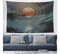 Arazzo da Parete Orizzonte Del Sole Arazzi Appeso Pittura Astratta Con Texture Grandi Arte Arazzo Decorazione da parete per Camera da letto Soggiorno Dormitorio - 230x180 cm, Grigio-Verde