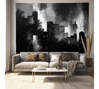 Arazzo Da Parete Paesaggio Urbano Astratto - Arte Murale Stile Moderno - Può Essere Utilizzato Come Tappetino Da Yoga, Decorazione Per Il Soggiorno O La Camera Letto- Grigio, 180 X 230 Cm