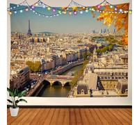 Arazzo Da Parete Paris Autumn Fall City Paris France Pont Neuf Tapestries Multiuso Arazzi Colorato Arazzo Da Appendere Per Camera Da Letto Living Room Dormitorio 130X152CM