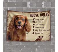 Arazzo da parete per dormitorio e dormitorio, motivo con regole della casa per proprietari di cani, 100 x 150 cm