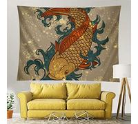 Arazzo da parete retrò giapponese Koi grande per camera da letto, arazzo estetico, arazzo da appendere alla parete, tappezzeria per soggiorno, dormitorio, decorazione per porta, tenda da 150 x 200 cm