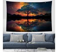 Arazzo da Parete Riflessi Sul Lago Arazzo Appeso Cielo Psichedelico Grandi Arte Decorazione da parete per Appendere in Studio, Camera da Letto, Dormitorio - 150x100 cm, Arancia