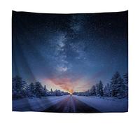 Arazzo Da Parete Road Between Snow Covered Trees Colorful Sunrise With On The Picture Print Arazzi Multiuso Tapestries Decorazione Arazzo Da Appendere Per Living Room Festa 130X152CM
