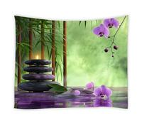 Arazzo Da Parete Spa Zen Garden Bamboo Stone Flower Japanese Asian Nature Reflection Calming Meditation Arazzo Da Appendere Decorazione Tapestry Multiuso Arazzi Per Dormitorio 130X152CM