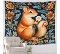 Arazzo Da Parete Squirrel And Flower Flower Leaves Autumn Cute Aesthetic Arazzo Da Appendere Decorazione Tapestry Multiuso Arazzi Per Living Room Festa Camera Da Letto 130X152CM
