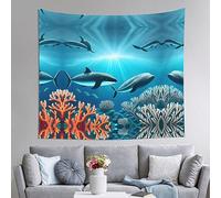 Arazzo da parete stampato con balene sotto il mare 129,5 x 152,4 cm per soggiorno/camera da letto/decorazione d'ingresso