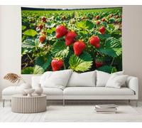 Arazzo Da Parete Strawberry Field Fresh Red Strawberry Harvest Arazzi Moderni Arazzo Da Appendere Multiuso Tapestries Per Camera Da Letto Festa Living Room 130X152CM