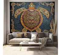 Arazzo Da Parete Tartaruga Antica, Arte Del Mosaico Arazzi Decorazione Da Parete Per Soggiorno, Camera Letto,Dormitorio, Ufficio, Corridoio, Festa 150 X 230 Cm Abbronzatura