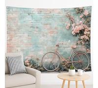 Arazzo da parete vintage a forma di bicicletta, pastello floreale, decorativo, da appendere, per soggiorno, camera da letto, dormitorio, stile bohémien, 228 x 178 cm