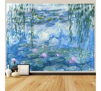 Arazzo Da Parete Water Lilies Monet Flower With Hemmed Edges Grande Arazzo Da Parete Multiuso Arazzi, Per Balcone, Vano Porta Tenda, Camera Da Letto, 130x150cm