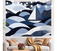 Arazzo Da Parete Waves Sailing Maritime Nautical Arazzi Decorazione Tapestry Colorato Arazzo Da Appendere Per Festa Dormitorio Living Room 130X152CM